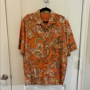 Tommy Bahama Orange Paisley Button Down Shirt